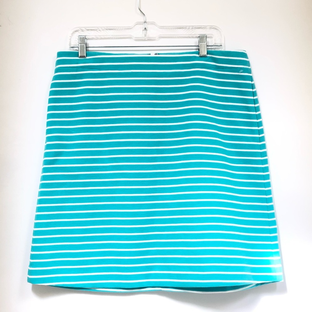 Talbots Aqua and white striped skirt
